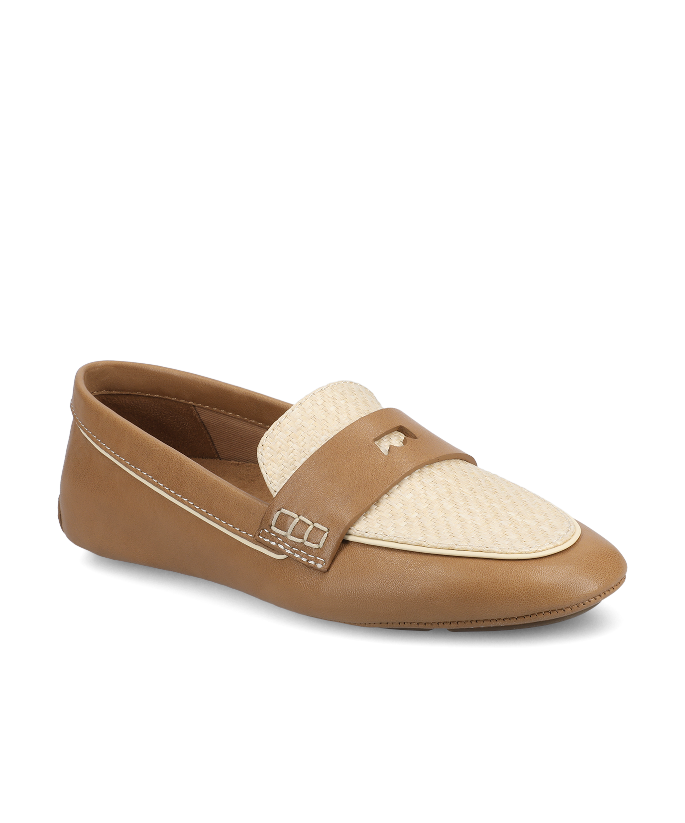 The Vesper Driver - Cappuccino Leather Raffia